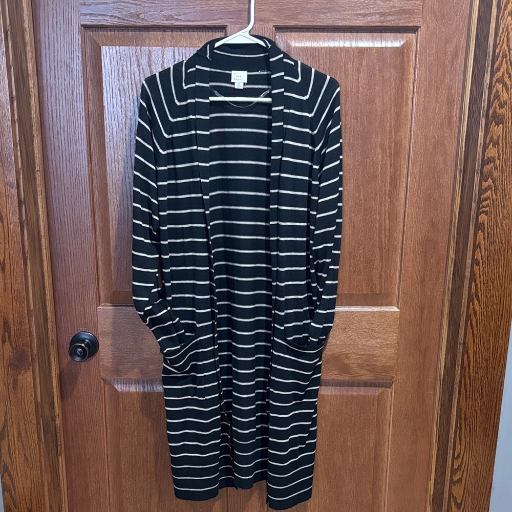 a new day Black and White Striped Cardigan